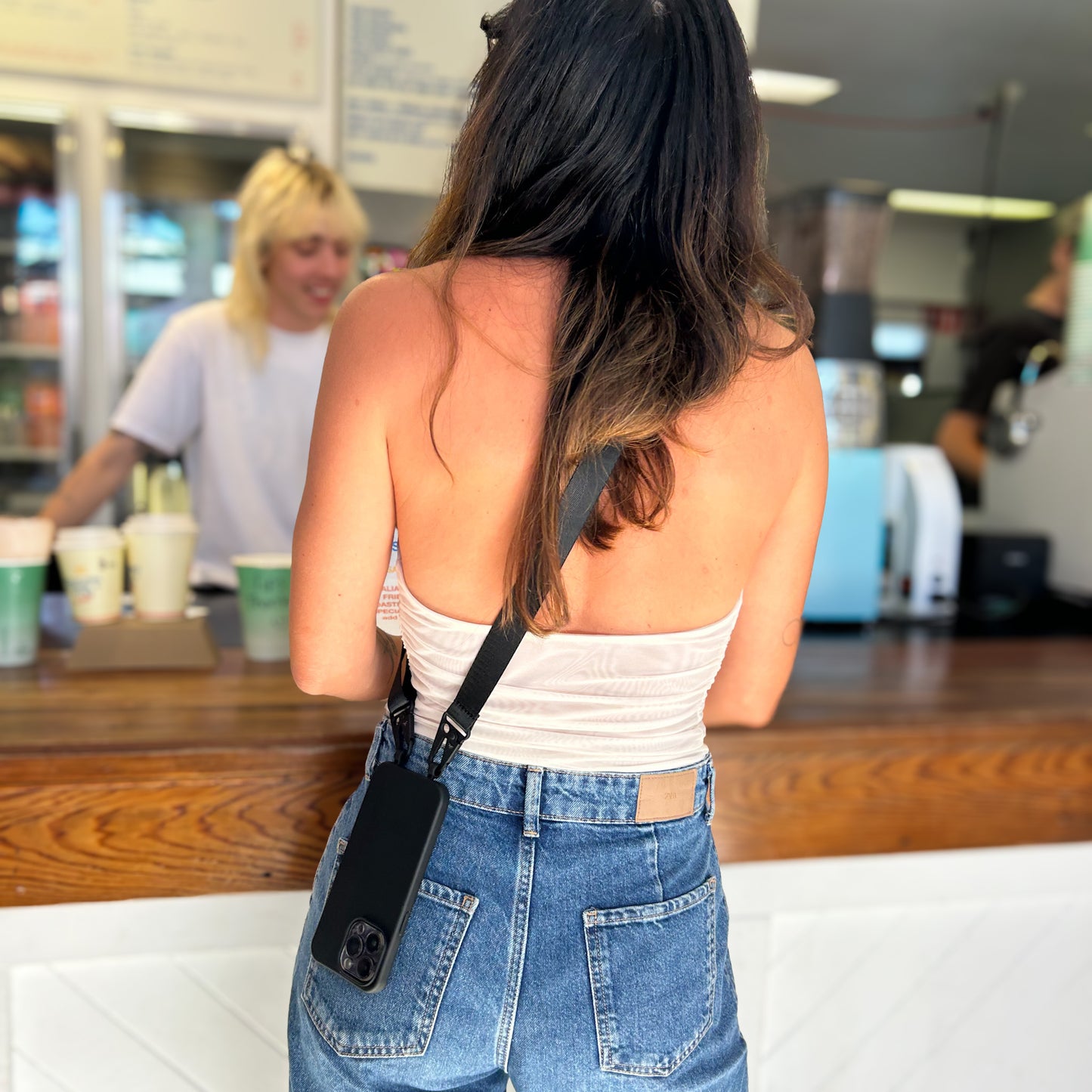 The Flat Strap Crossbody - Midnight Black