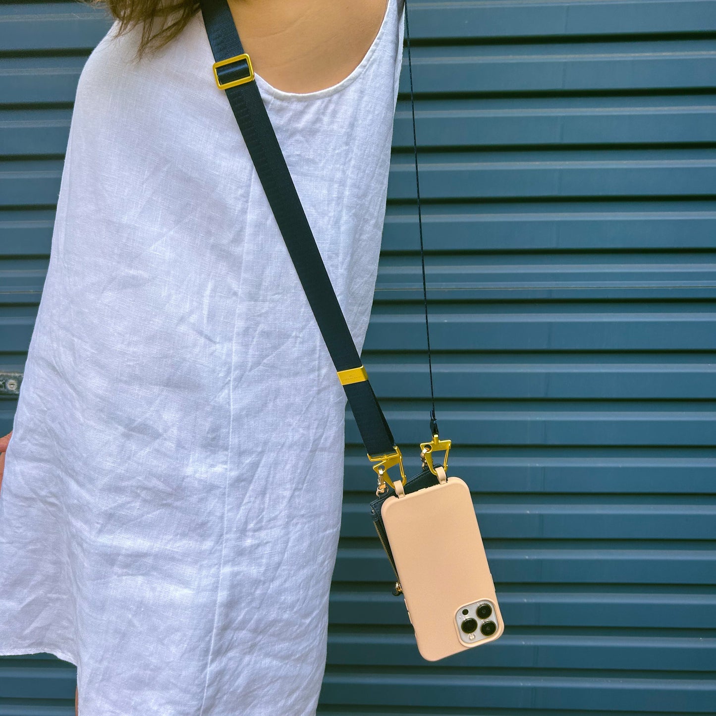 The Flat Strap Crossbody - Ink Gold